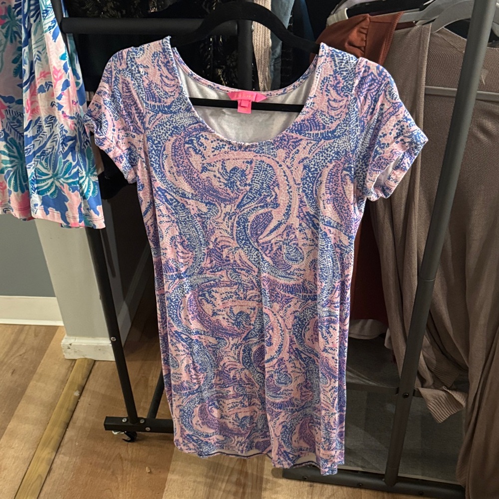 Lilly Pulitzer Pink and Blue Paisley Short Sleeve Top